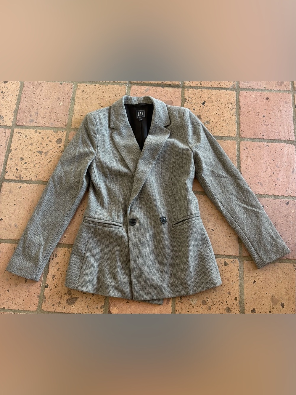 GAP Double Breasted Herringbone Blazer